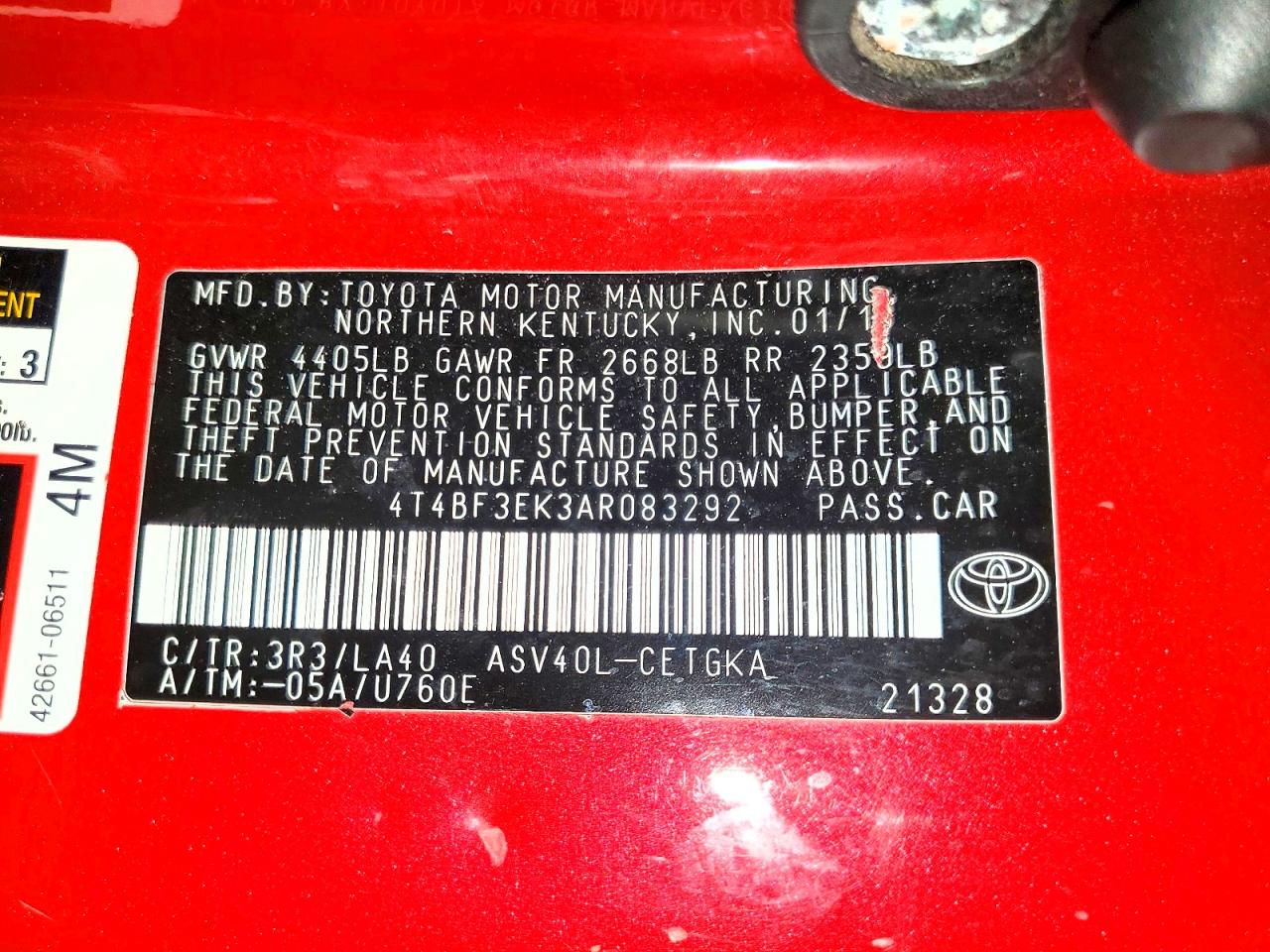2010 TOYOTA CAMRY