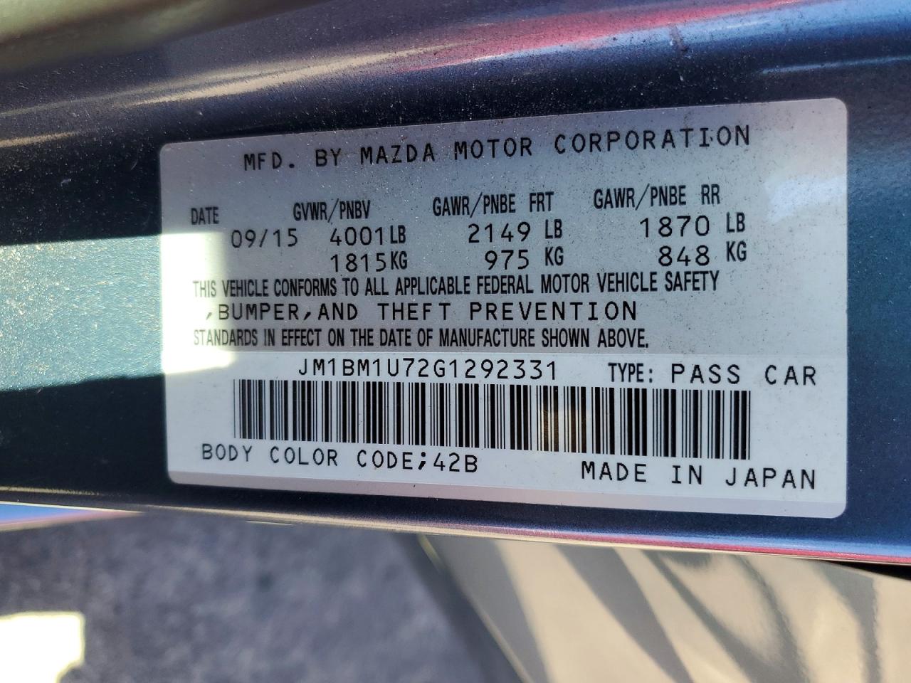 2016 MAZDA 3