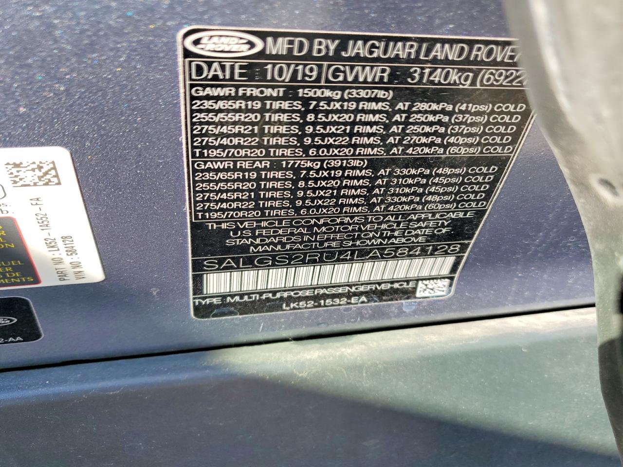 2020 LAND ROVER RANGEROVER