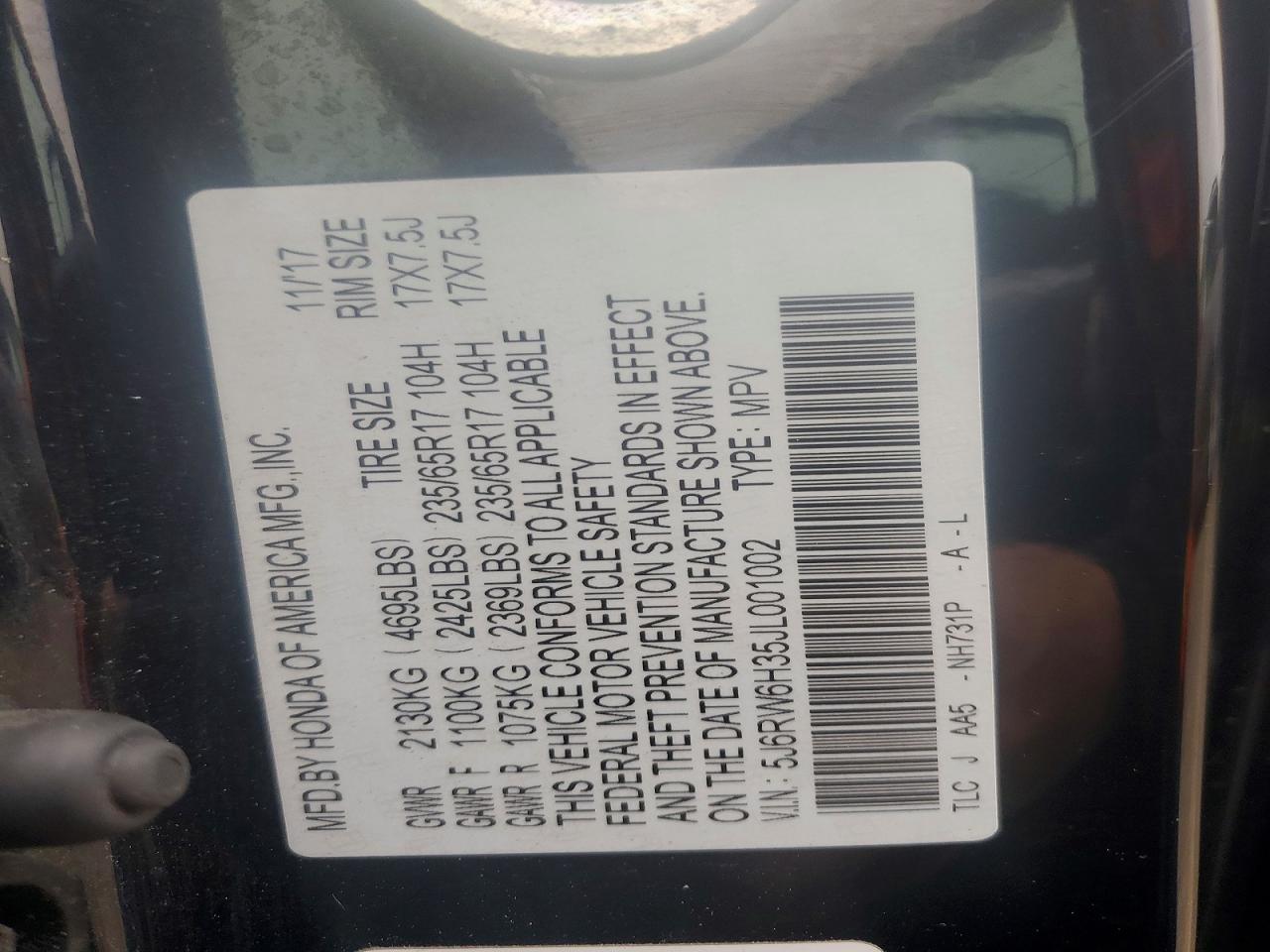 2018 HONDA CRV