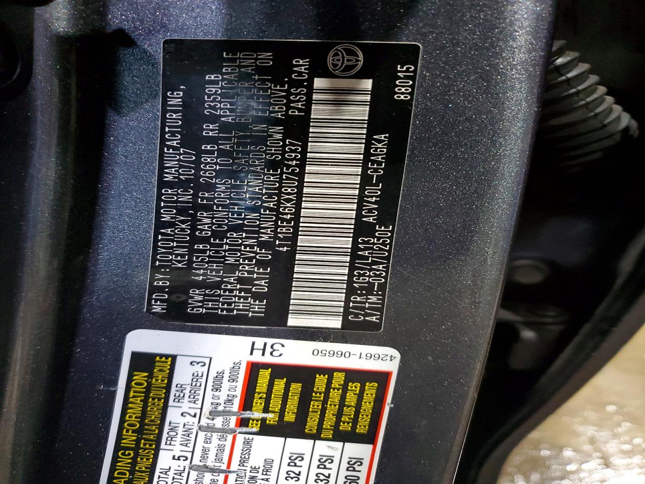 2008 TOYOTA CAMRY