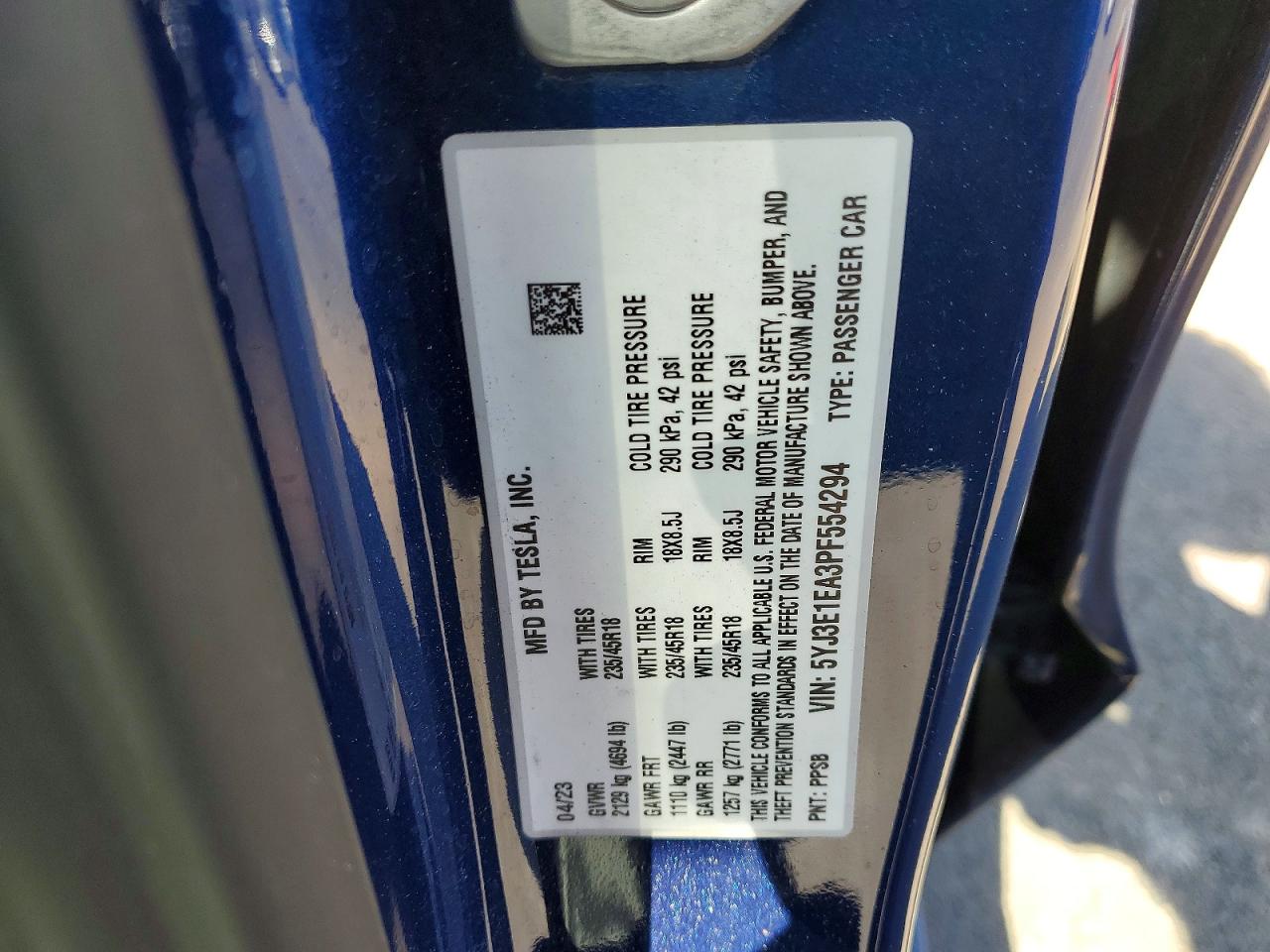 2023 TESLA MODEL 3
