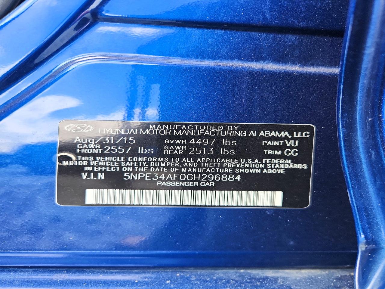 2016 HYUNDAI SONATA