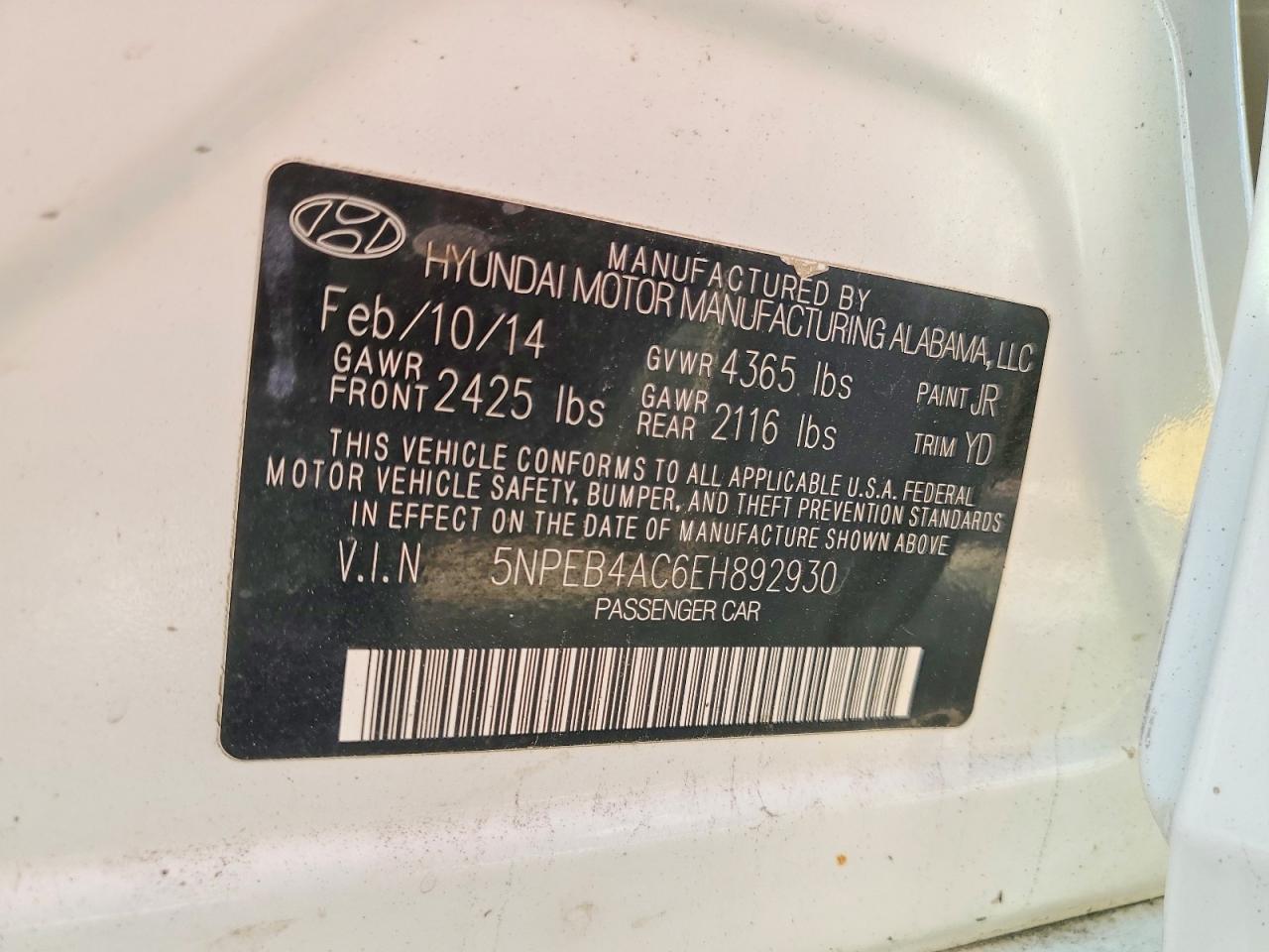 2014 HYUNDAI SONATA
