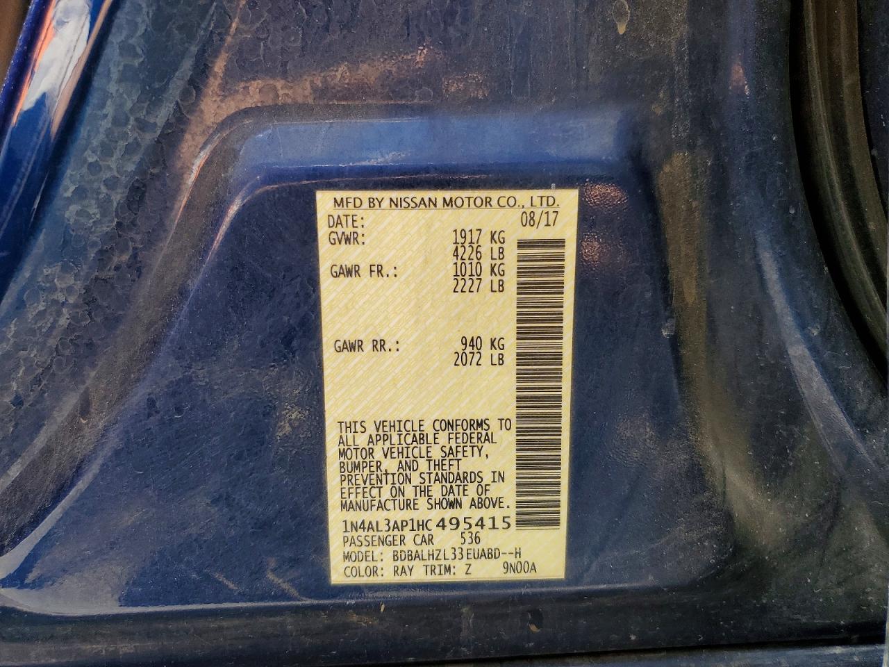 2017 NISSAN ALTIMA