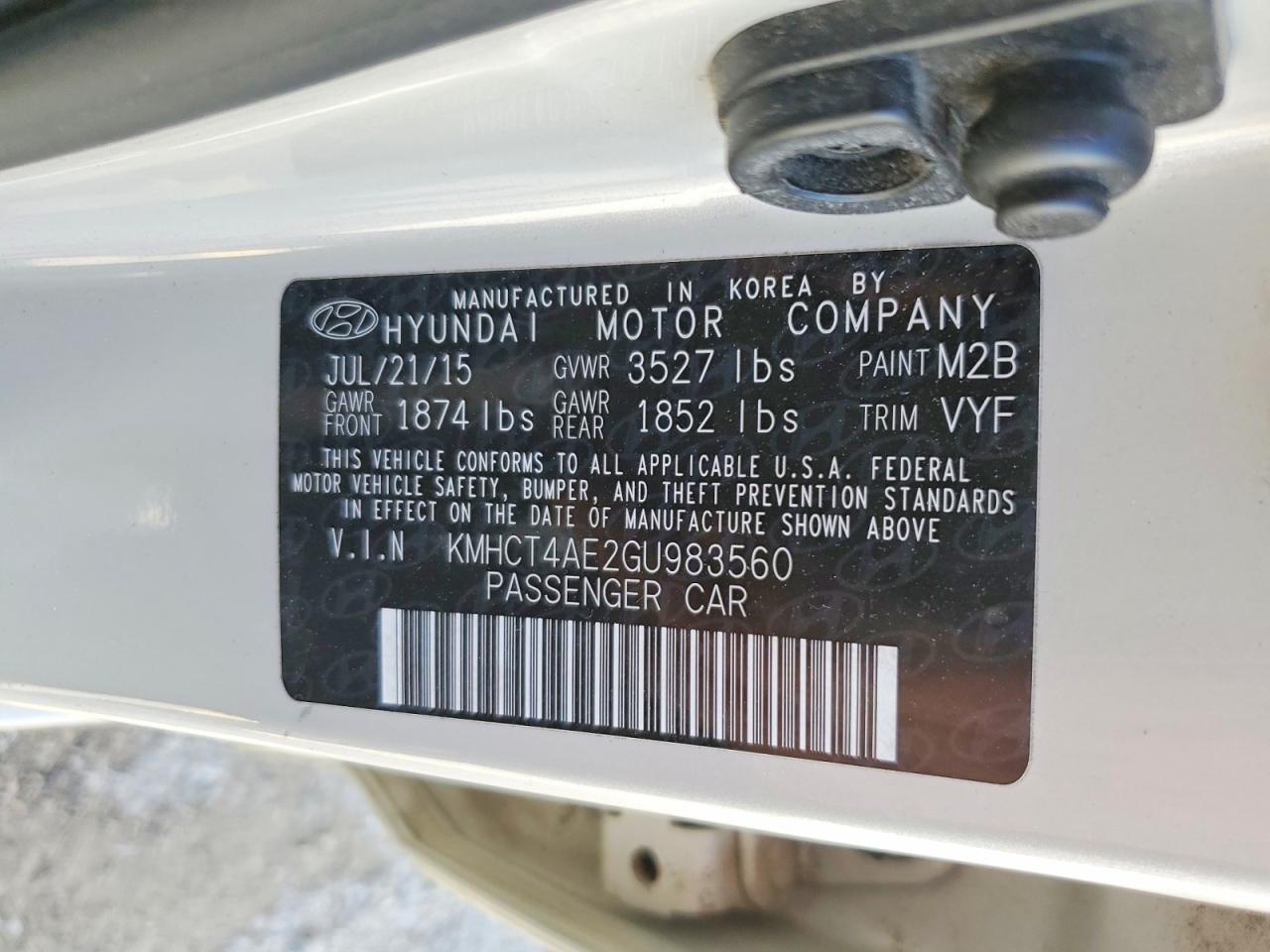 2016 HYUNDAI ACCENT