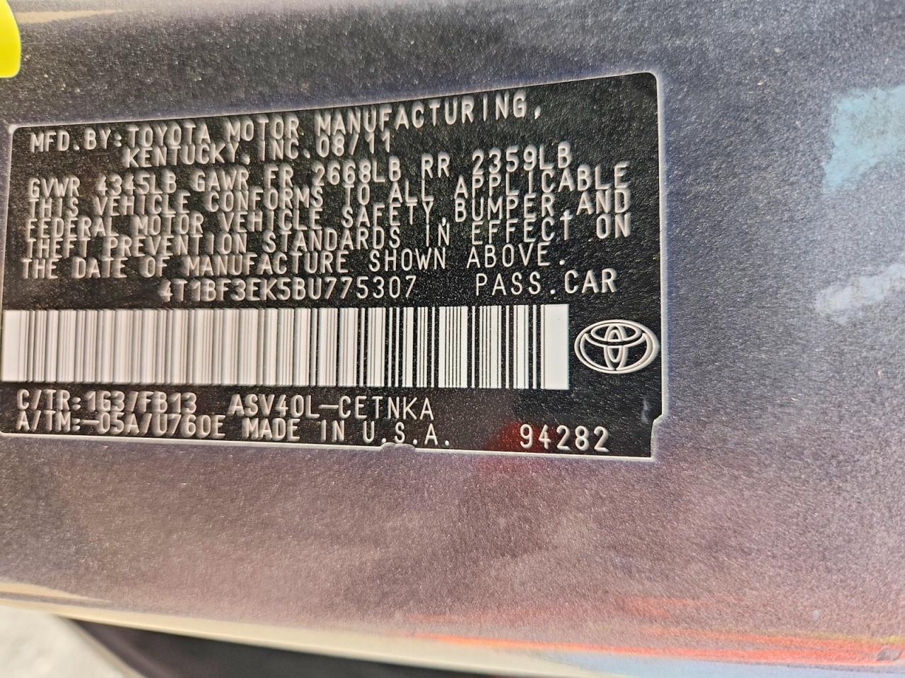 2011 TOYOTA CAMRY