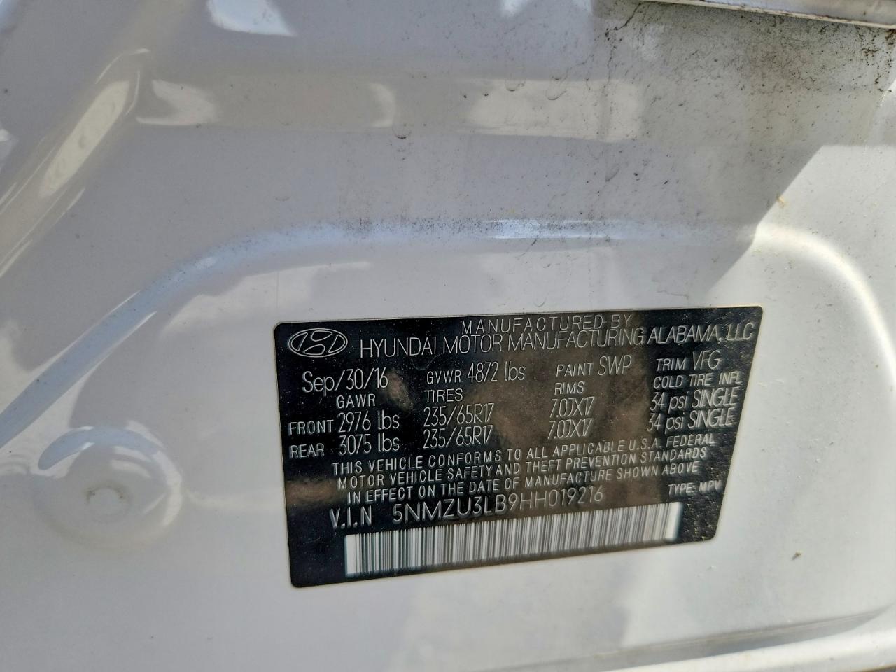 2017 HYUNDAI SANTA FE