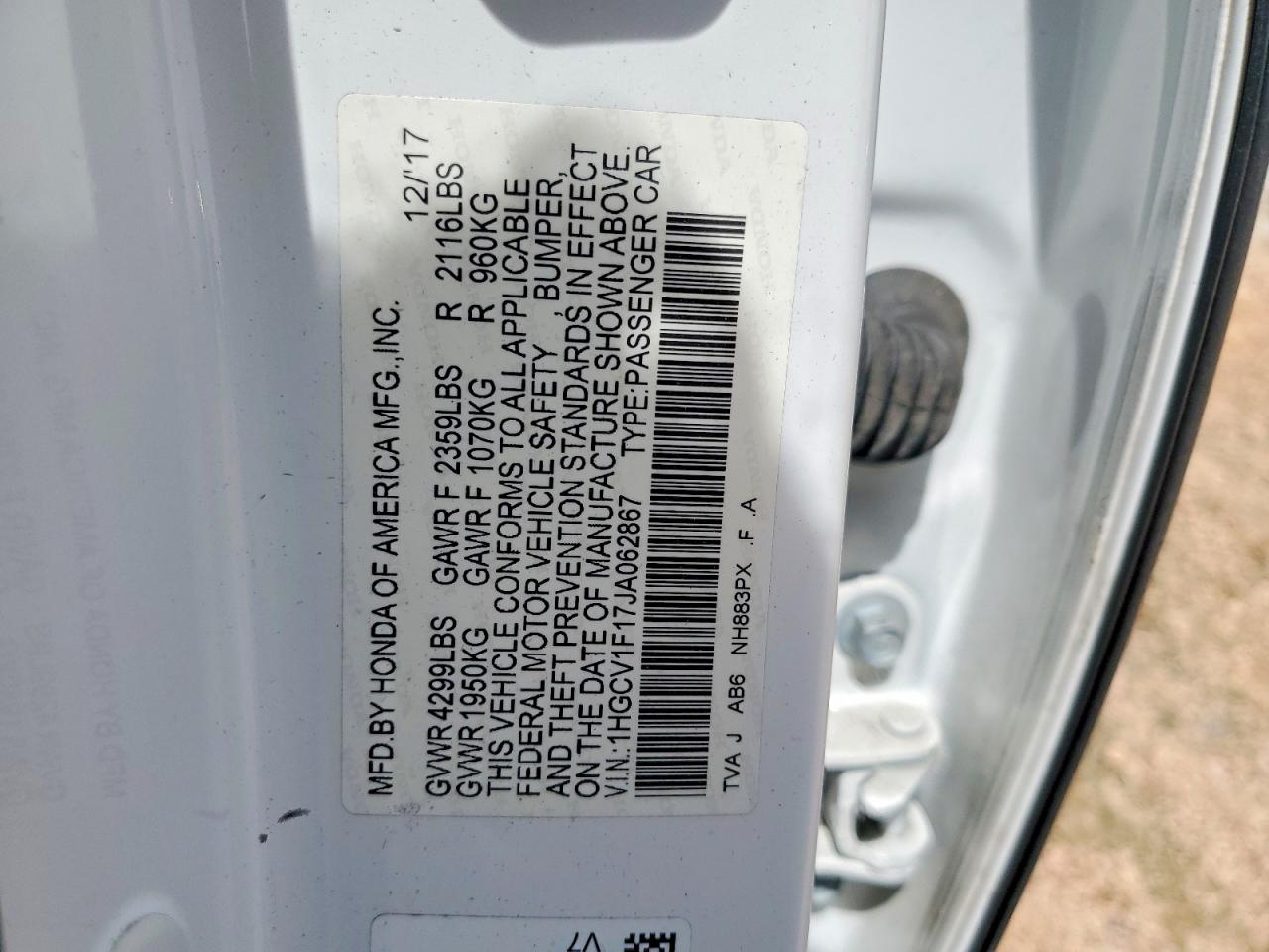 2018 HONDA ACCORD