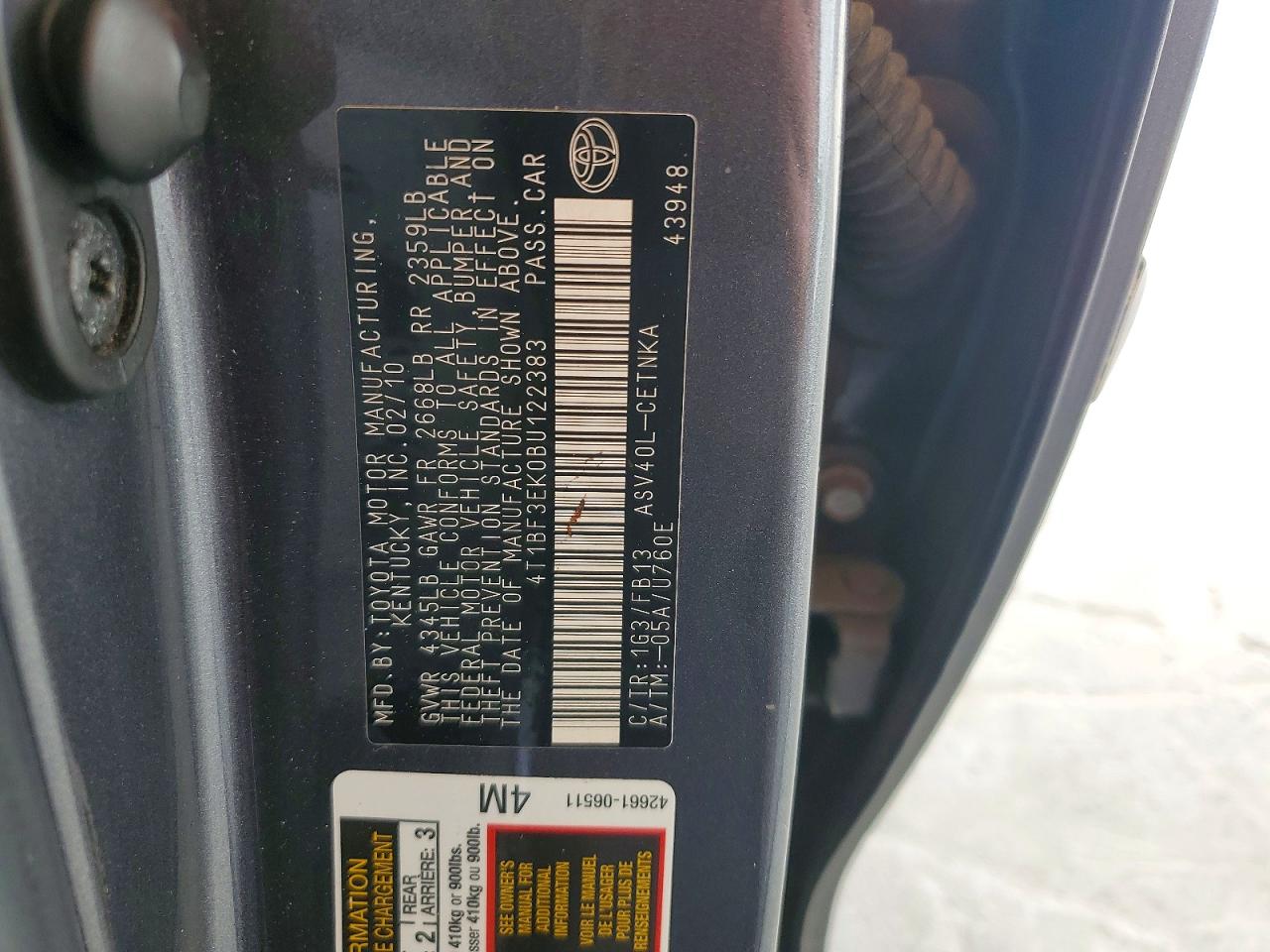 2011 TOYT CAMRY