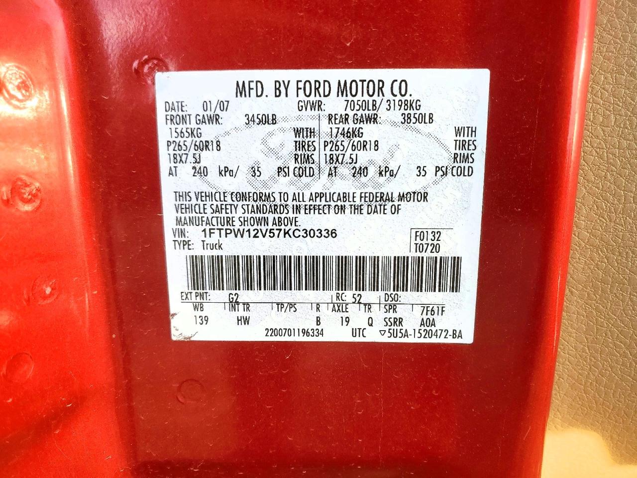 2007 FORD F150