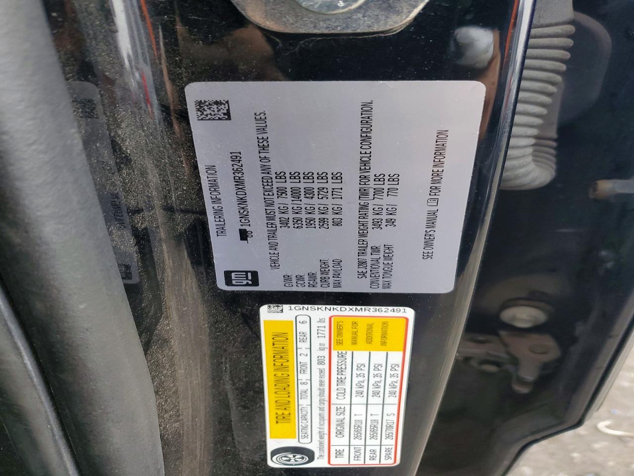 2021 CHEVROLET TAHOE
