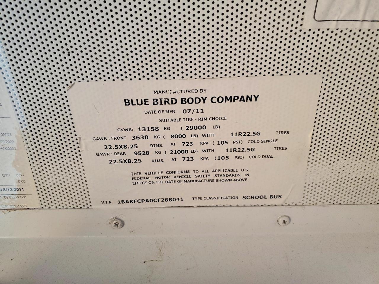 2012 BLUBIRD ALL OTHER