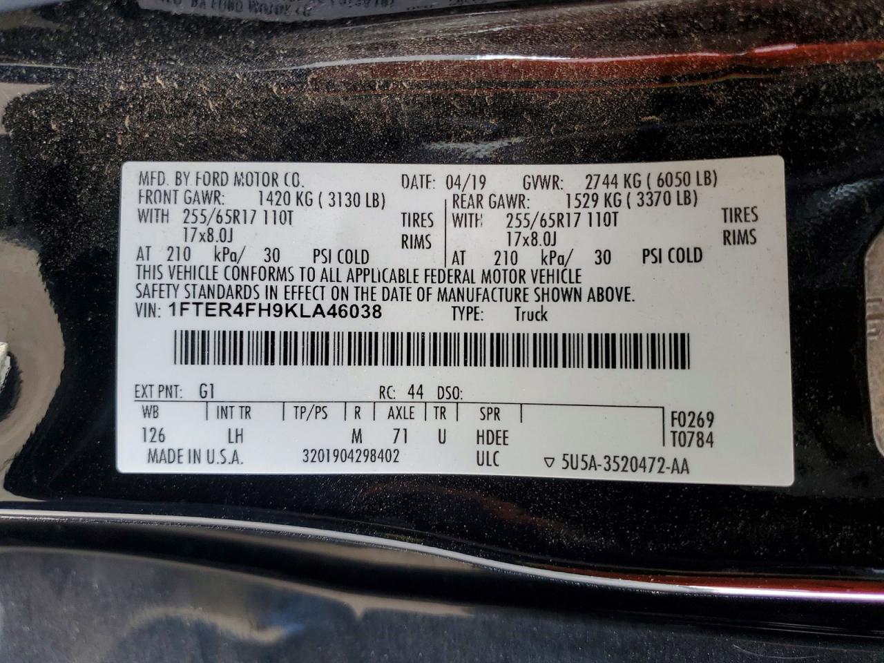 2019 FORD RANGER