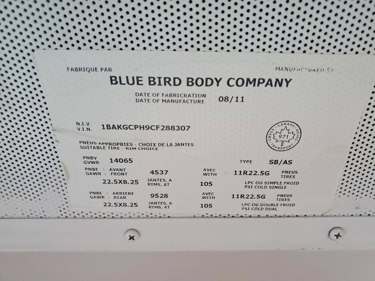 2012 BLUEBIRD SCHOOL BUS