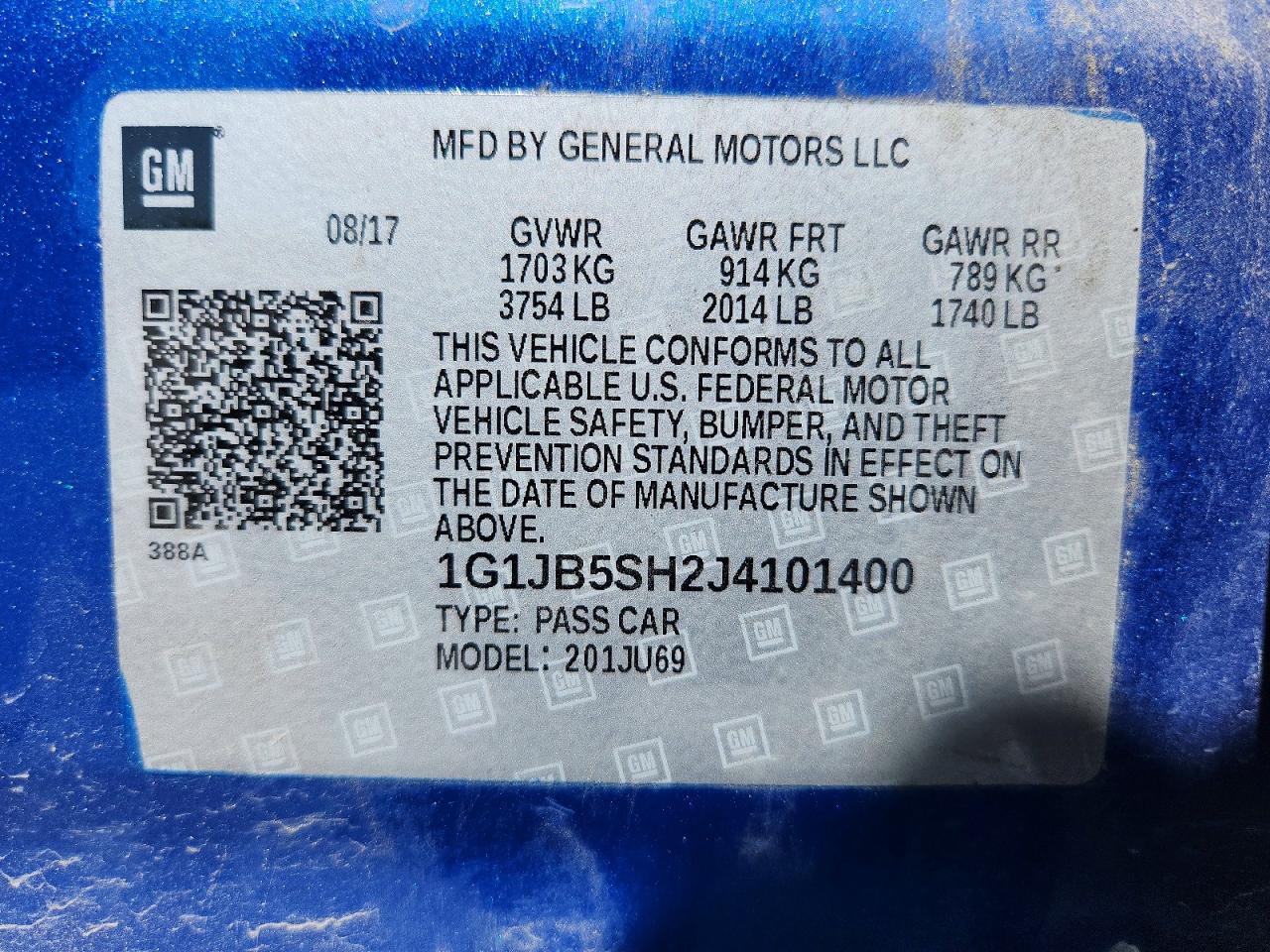 2018 CHEVROLET SONIC