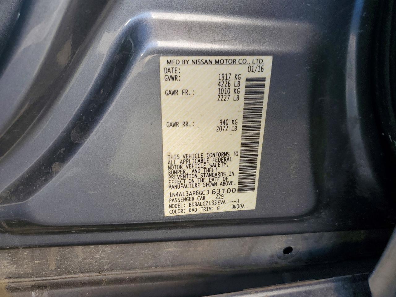 2016 NISSAN ALTIMA