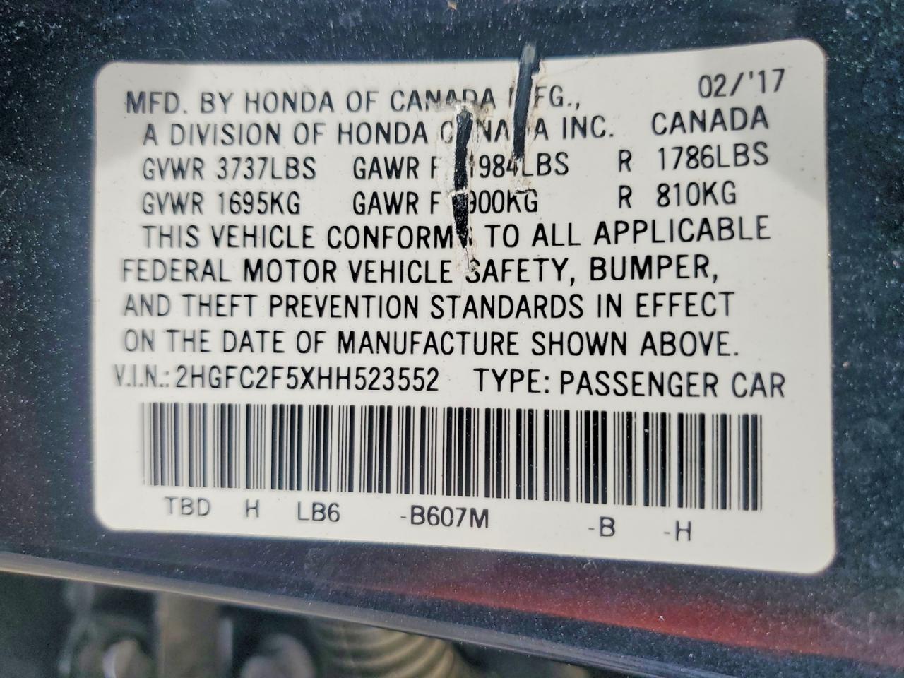 2017 HONDA CIVIC