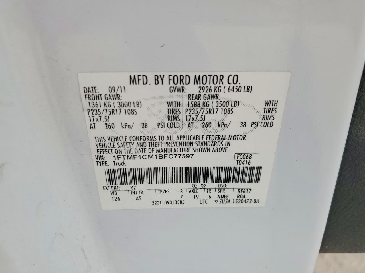 2011 FORD F150