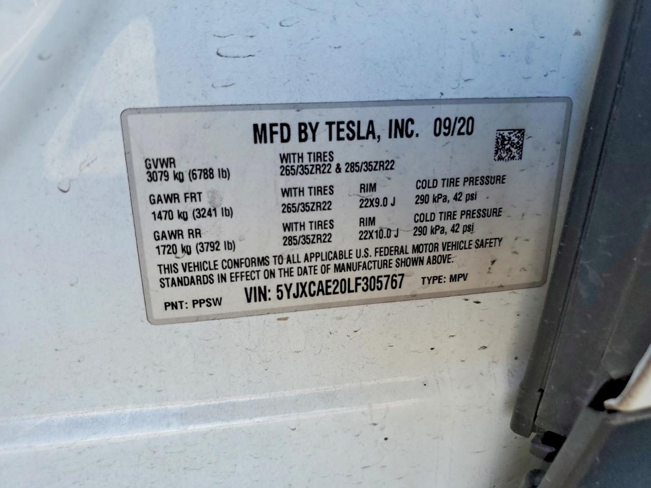 2020 TESLA MODEL X