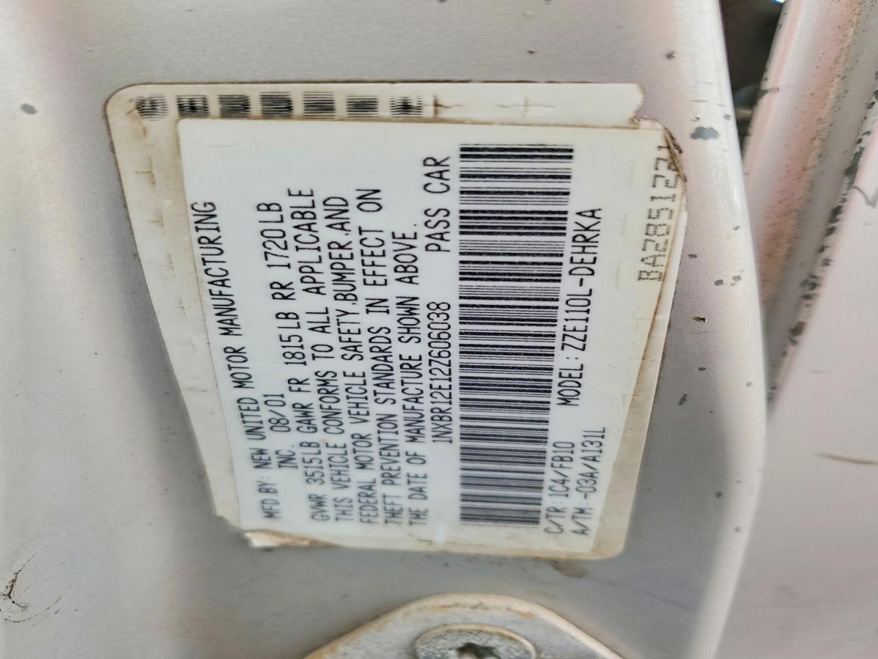 2002 TOYOTA COROLLA