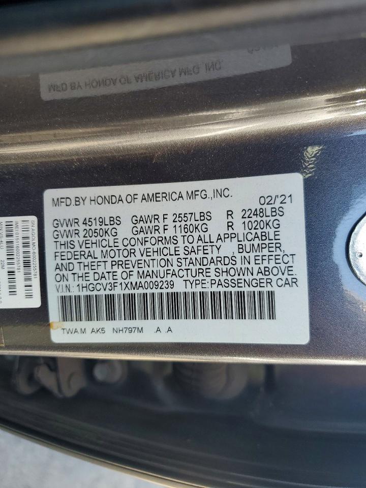 2021 HONDA ACCORD