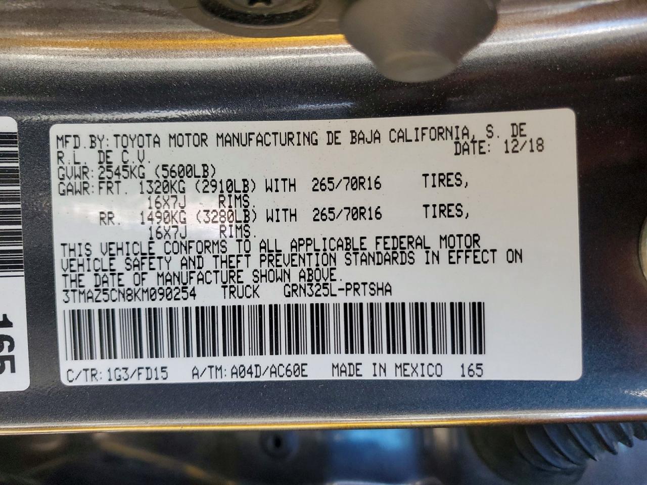 2019 TOYOTA TACOMA