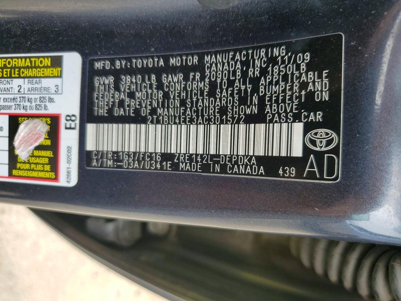 2010 TOYOTA COROLLA