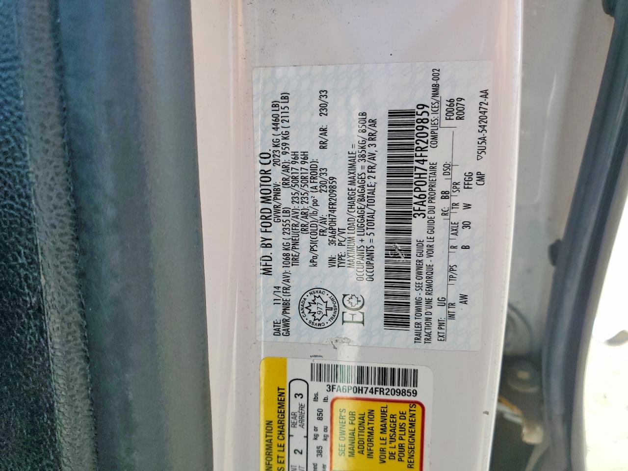 2015 FORD FUSION