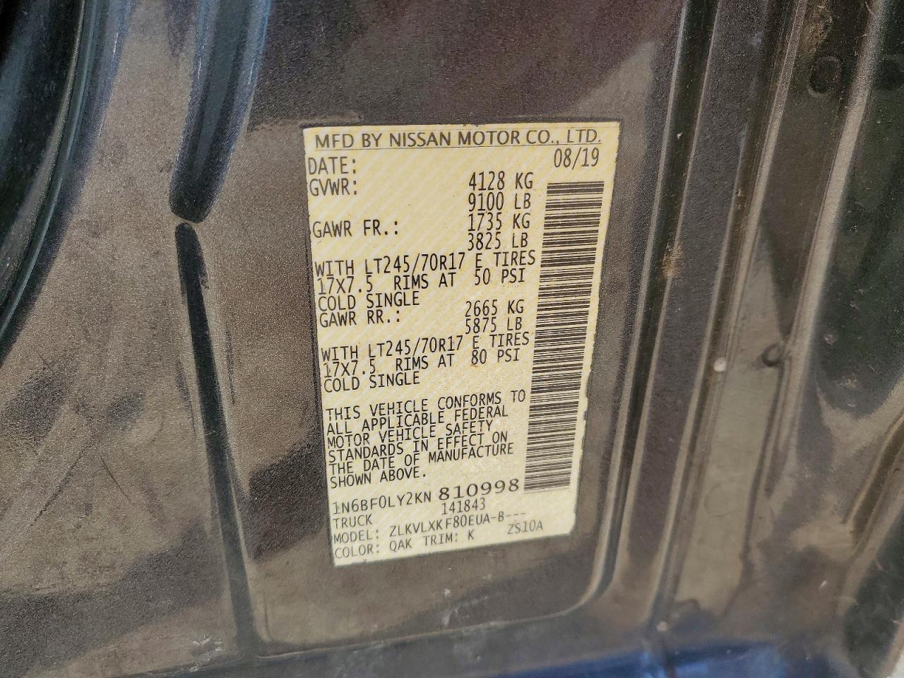 2019 NISSAN NV