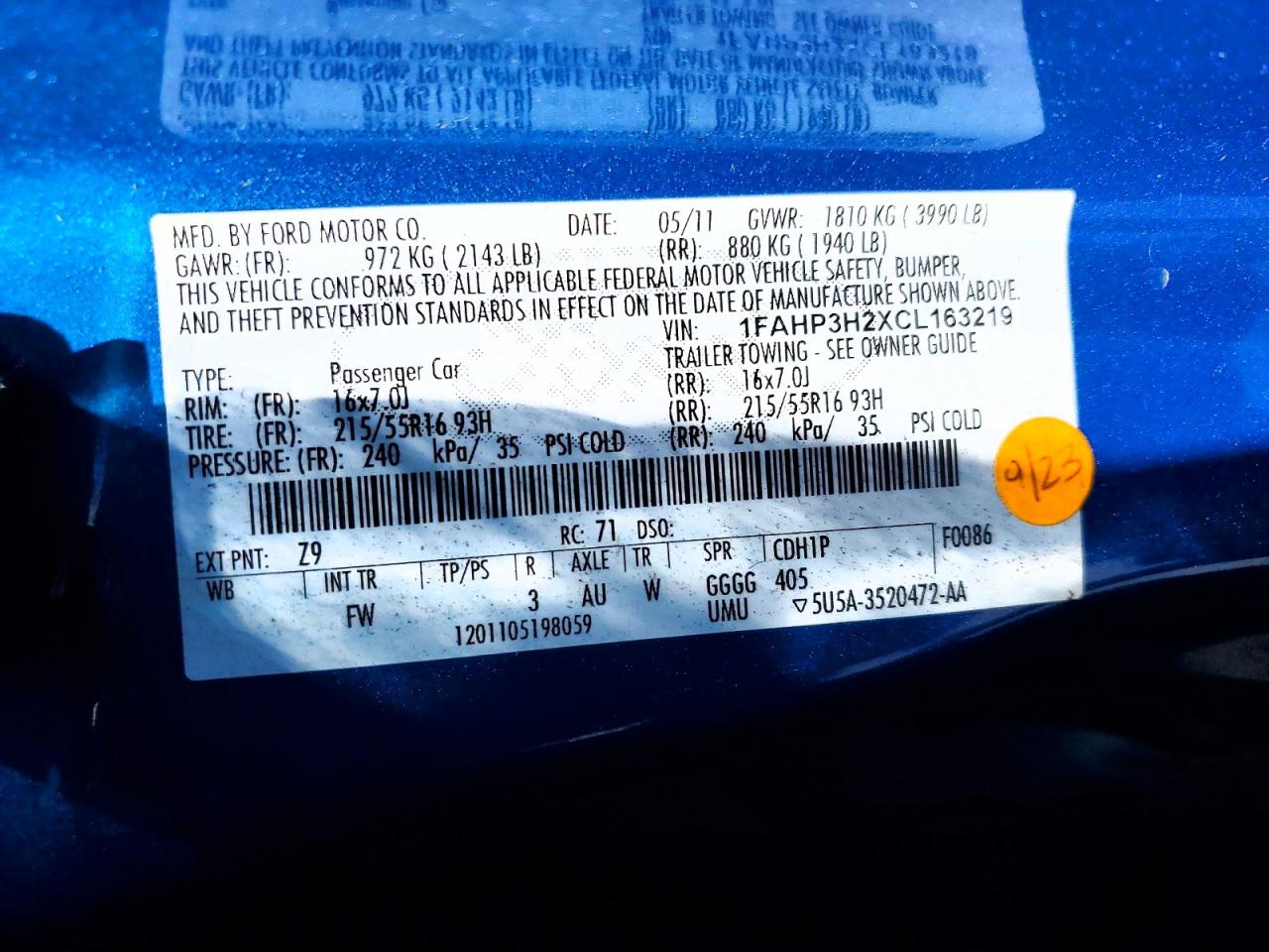 2012 FORD FOCUS
