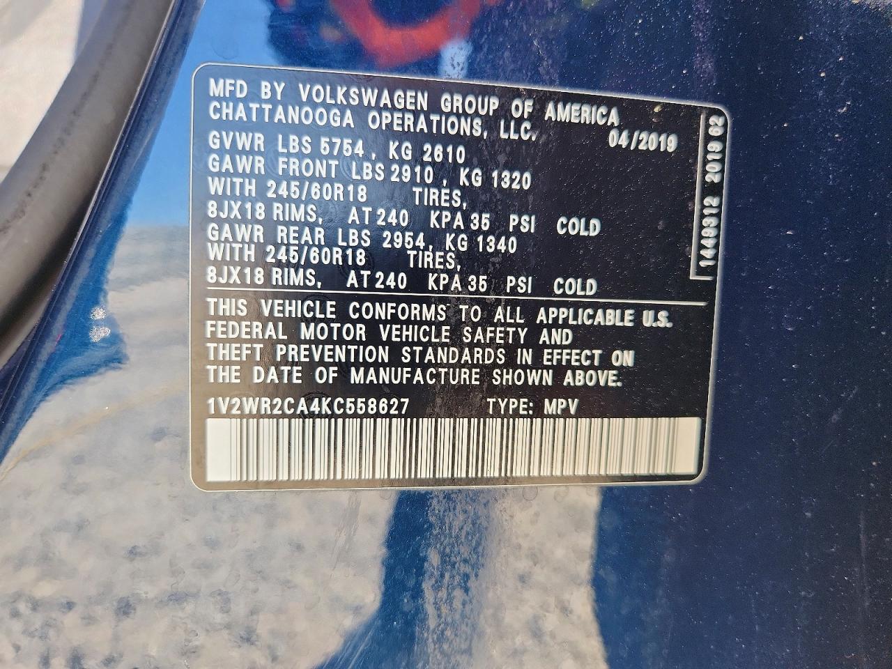 2019 VOLKSWAGEN ATLAS