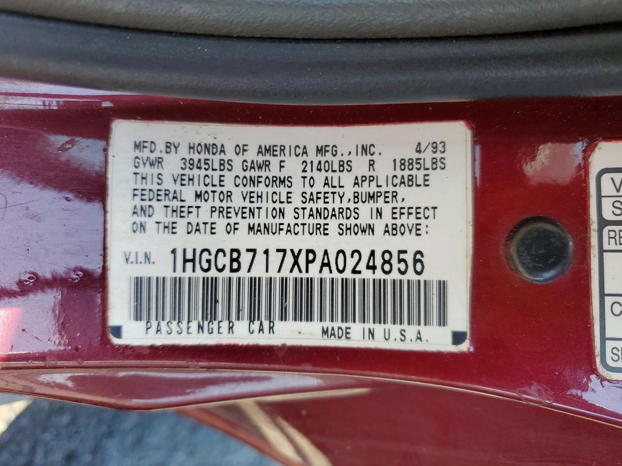 1993 HONDA ACCORD