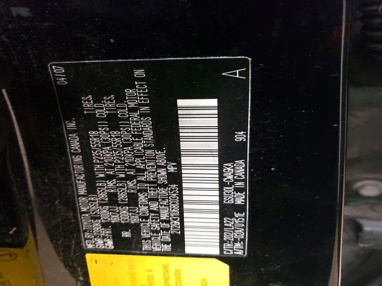 2008 LEXUS RX350