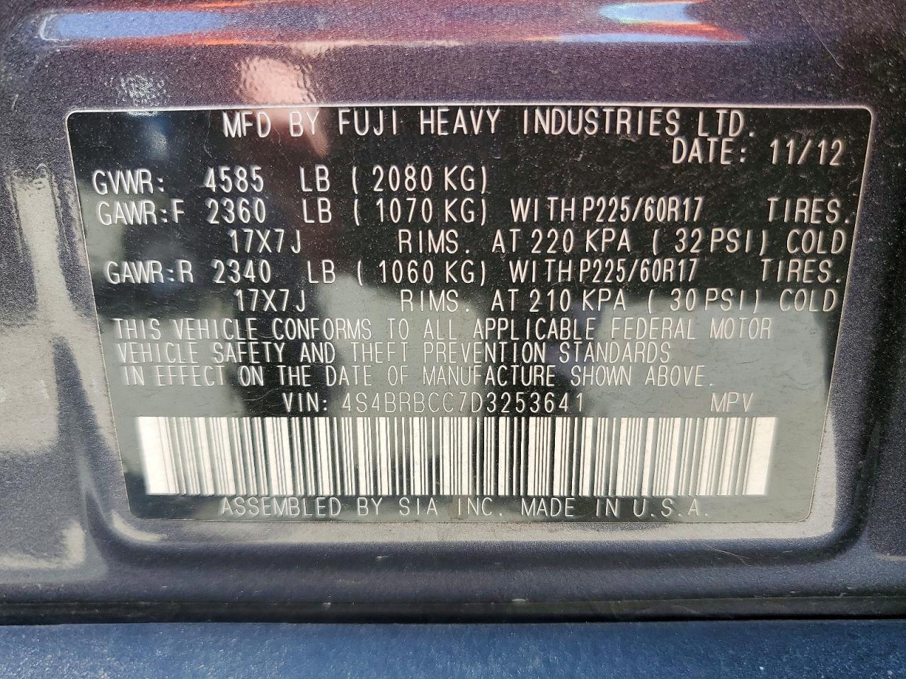 2013 SUBARU OUTBACK