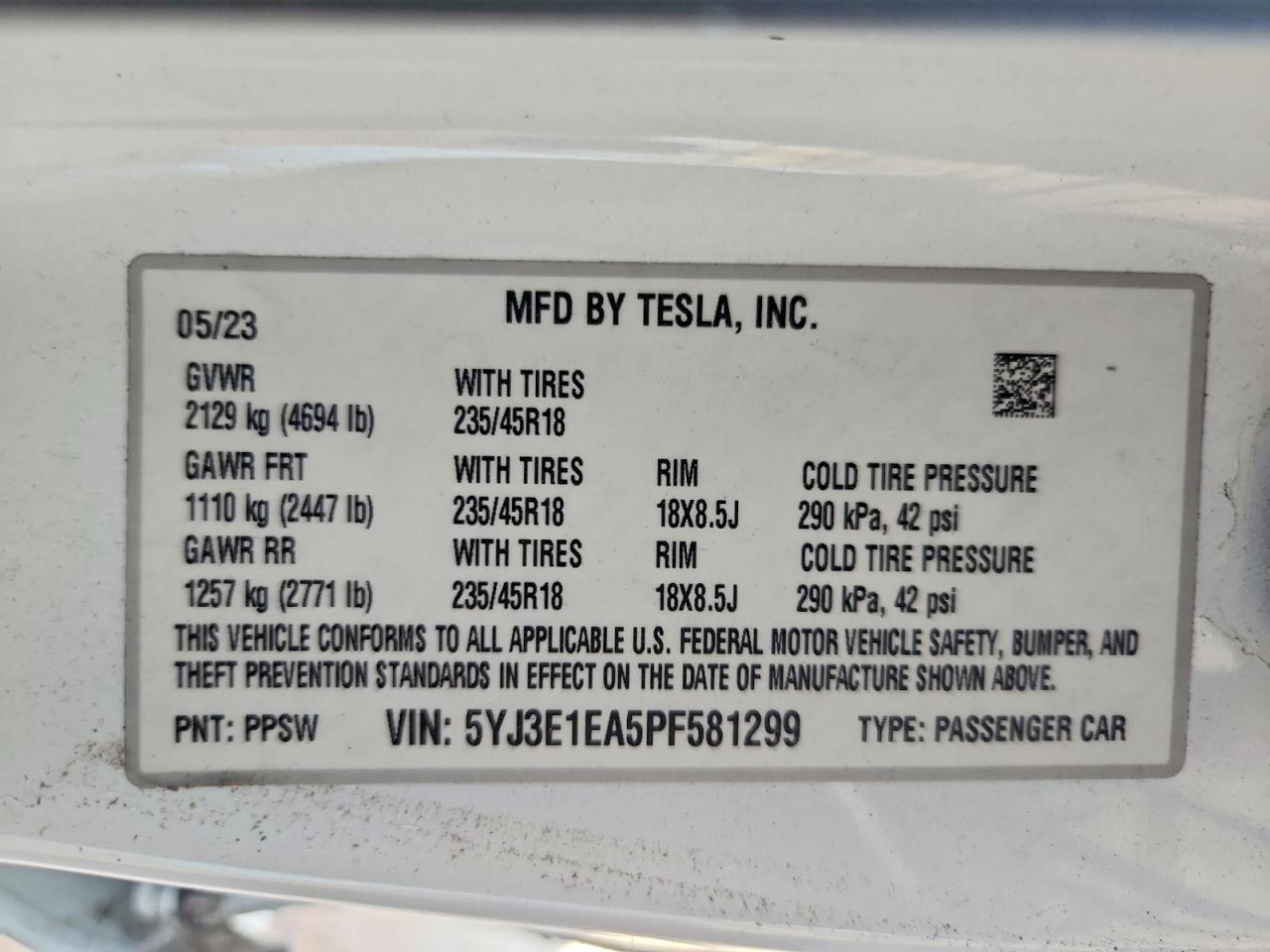 2023 TESLA MODEL 3