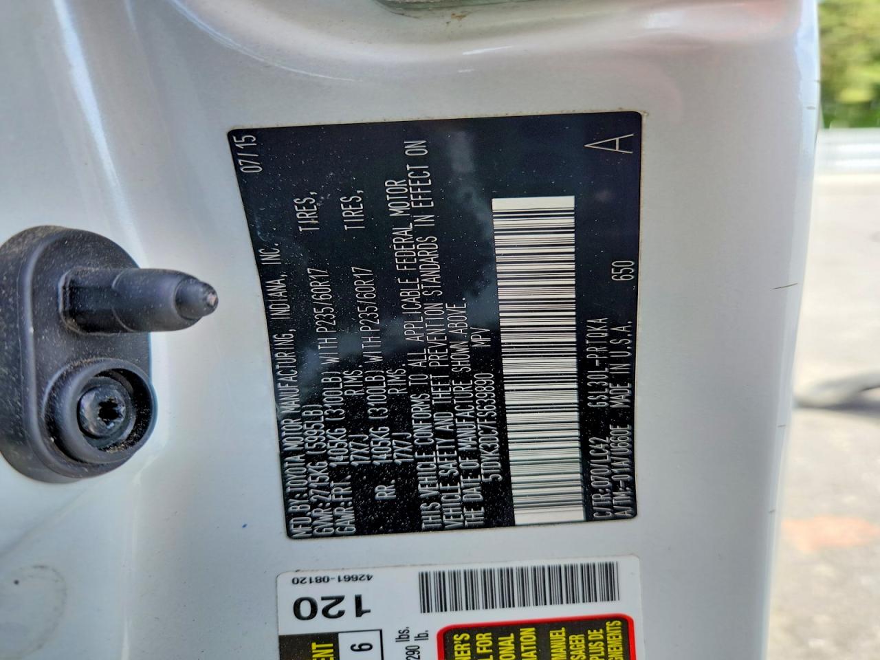 2015 TOYOTA SIENNA