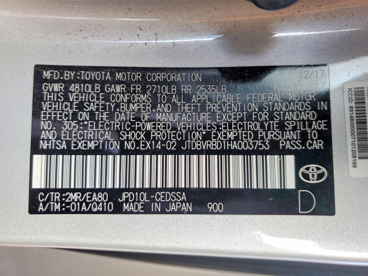2017 TOYOTA MIRAI