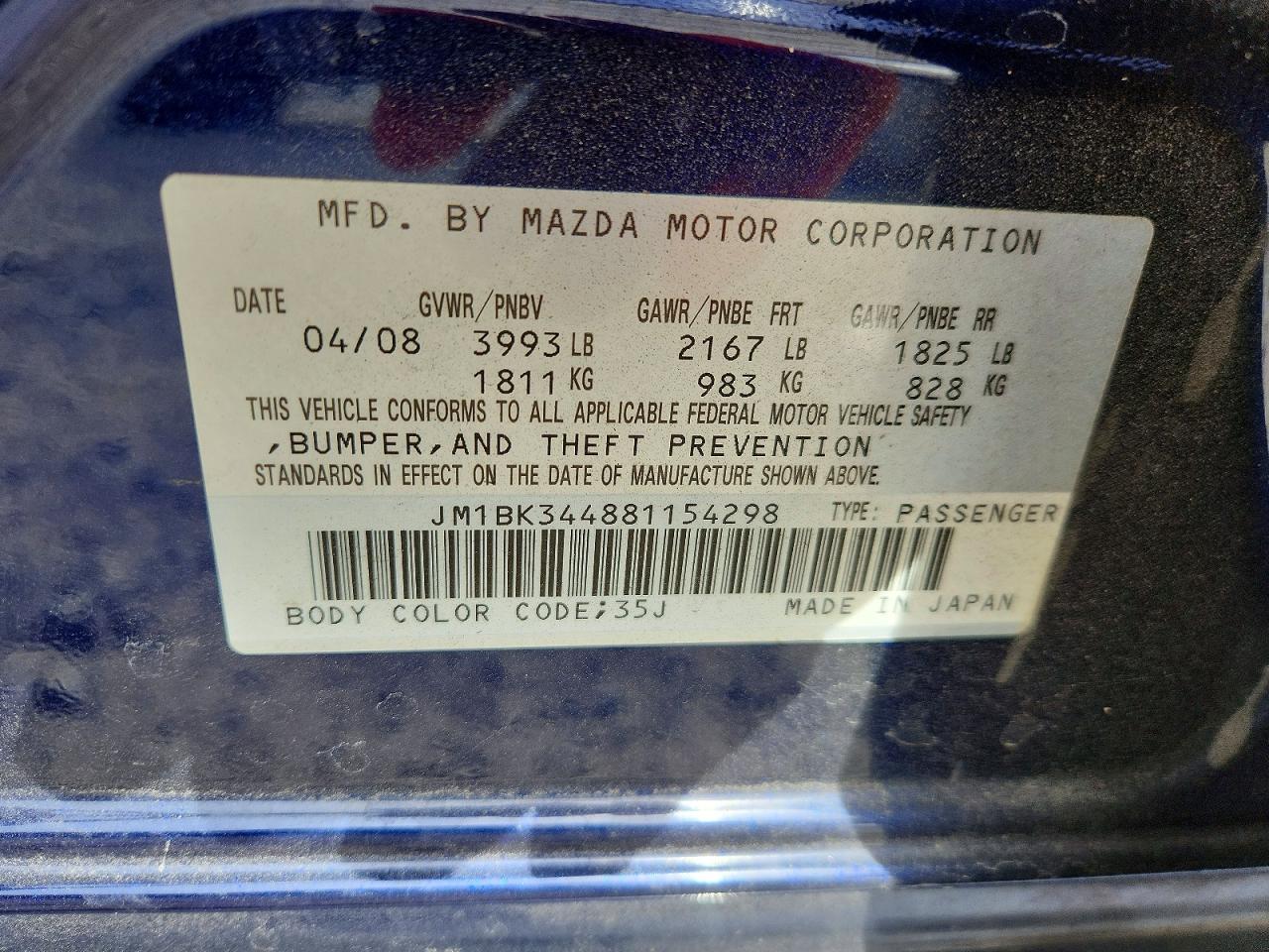 2008 MAZDA MAZDA3