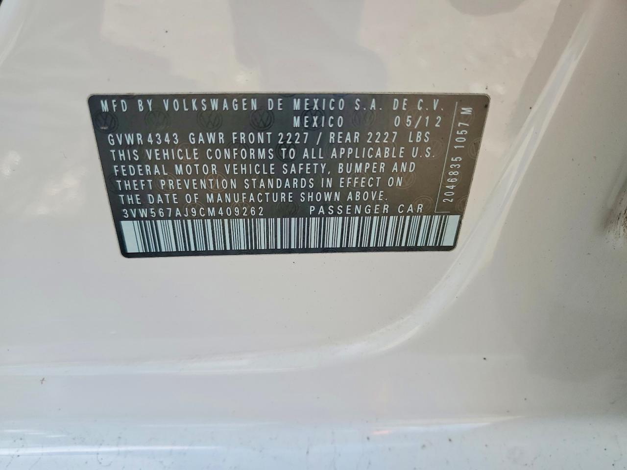 2012 VOLKSWAGEN JETTA