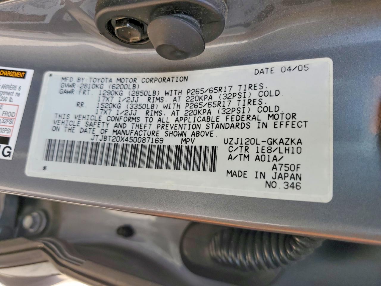 2005 LEXUS GX