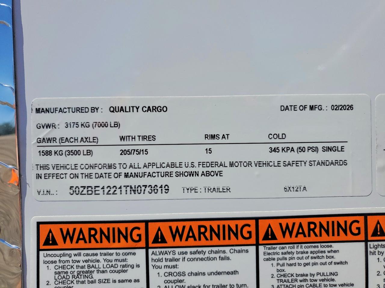 2026 QUALITY CARGO TRAILER