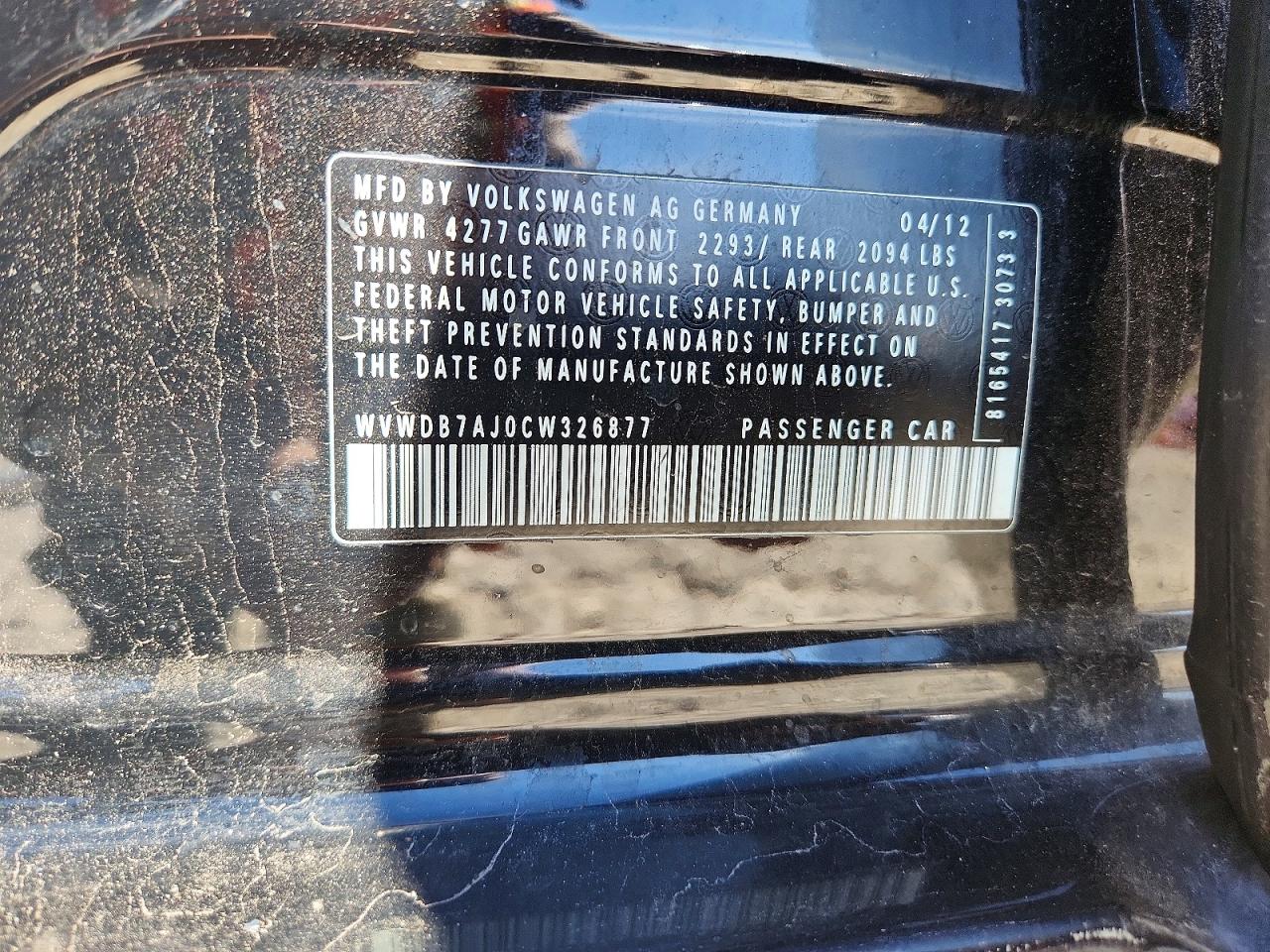 2012 VOLKSWAGEN GOLF