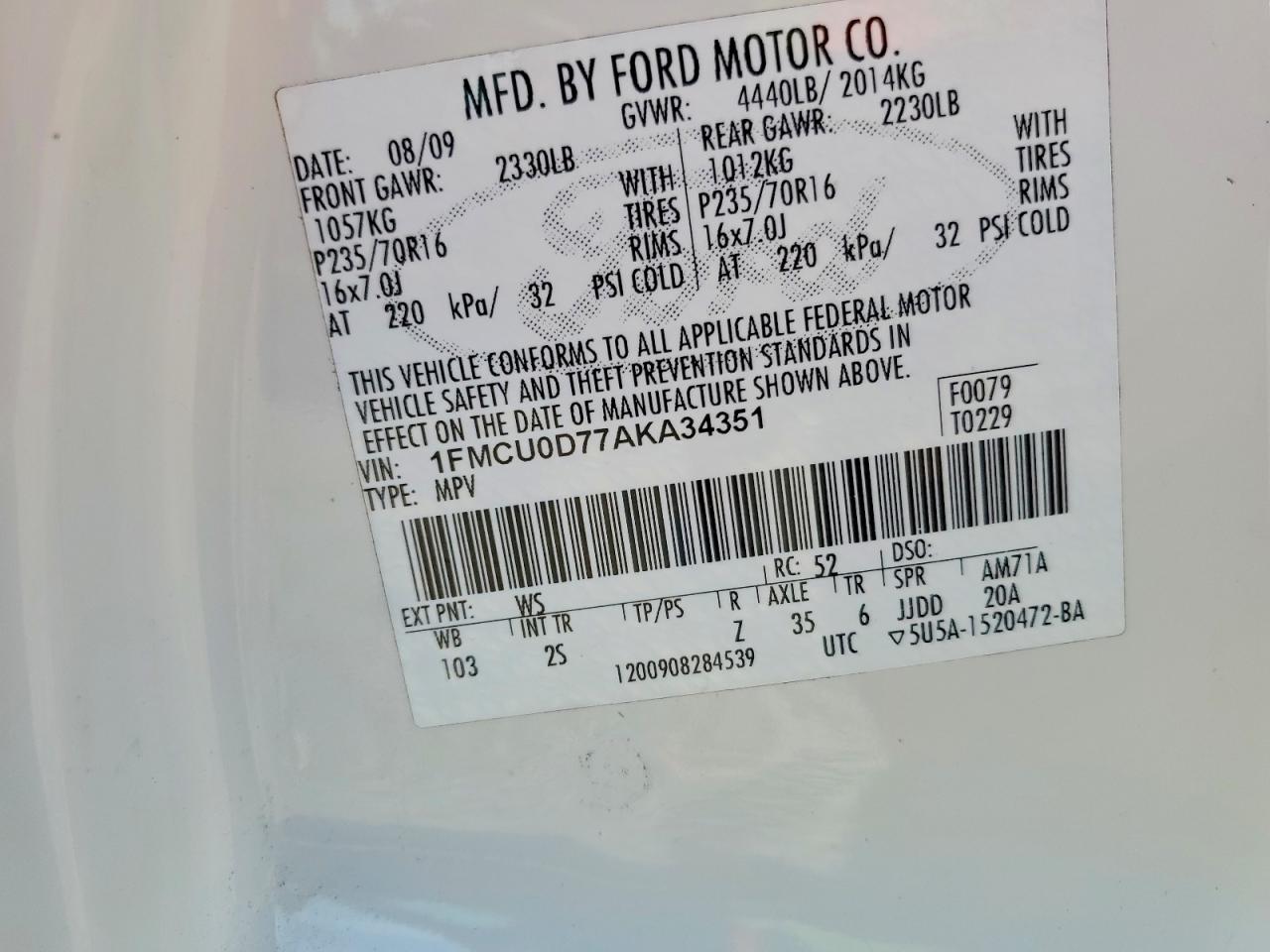 2010 FORD ESCAPE