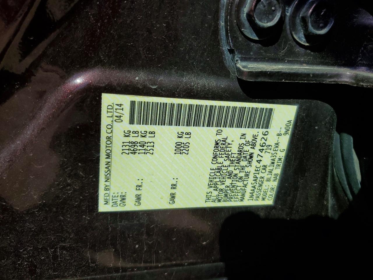 2014 NISSAN MAXIMA