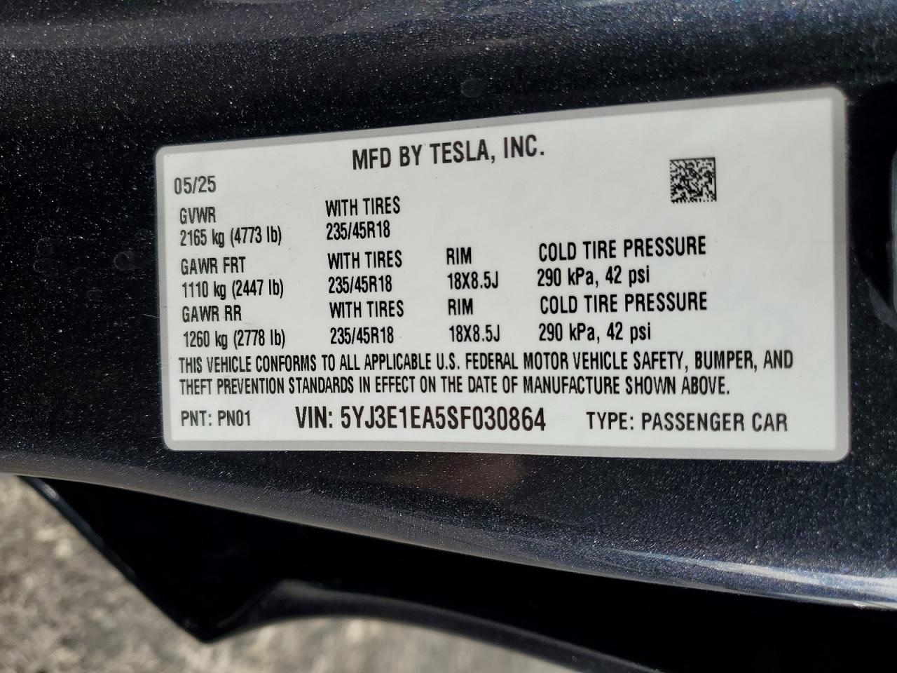 2025 TESLA MODEL 3