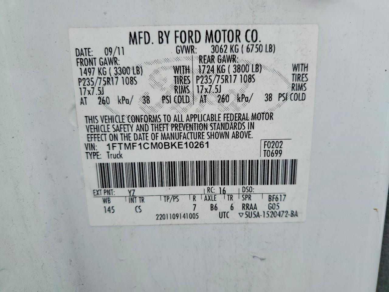 2011 FORD F150