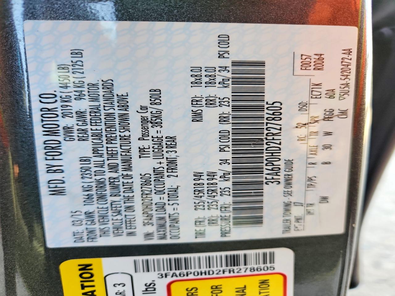 2015 FORD FUSION
