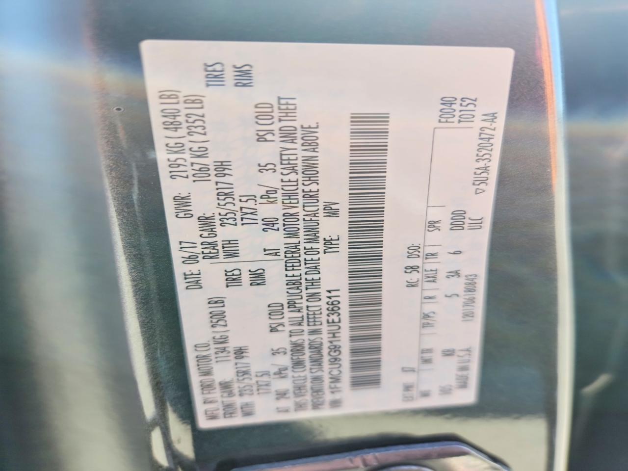 2017 FORD ESCAPE