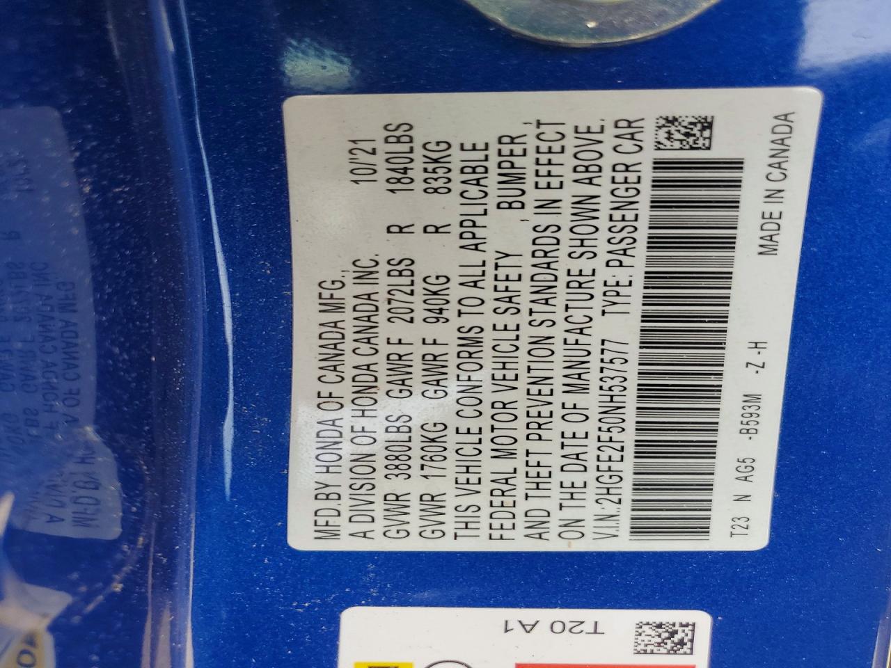 2022 HONDA CIVIC